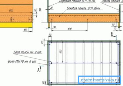 Szczegółowy rysunek techniczny złoża metalowego z laminowaną płytą wiórową.