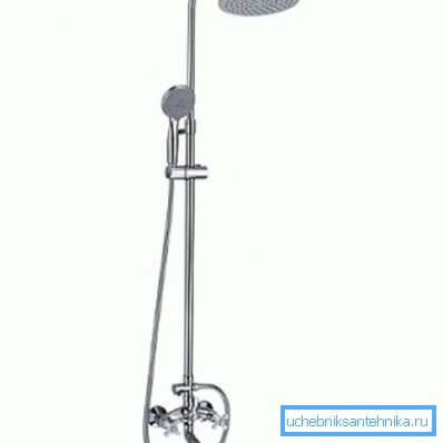 Bateria dwuuchwytowa z deszczownicą i wylewką Bateria dwuuchwytowa z deszczownicą i wylewką