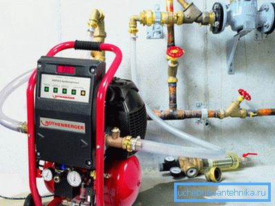 Hydropneumatyczne płukanie systemów grzewczych za pomocą sprężarki