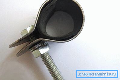Metalowy zacisk z gumową uszczelką Metalowy zacisk z gumową uszczelką