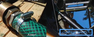 Mocowanie węża i metalowego kabla. Mocowanie węża i metalowego kabla.