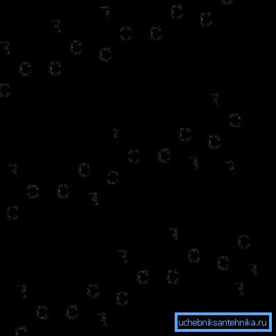 Cząsteczka poliolefinowa: a - izotaktyczna, b - syndiotaktyczna, c - ataktyczna. Cząsteczka poliolefinowa: a - izotaktyczna, b - syndiotaktyczna, c - ataktyczna.