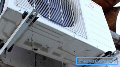 Na zdjęciu - instalacja jednostki zewnętrznej na wspornikach Na zdjęciu - instalacja jednostki zewnętrznej na wspornikach