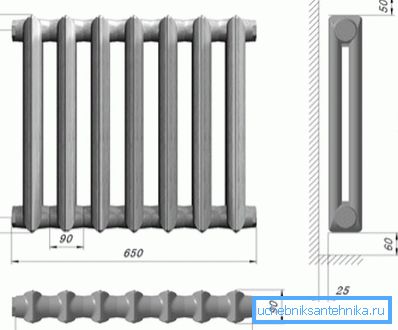 Na schemacie żelazny radiator MS 90