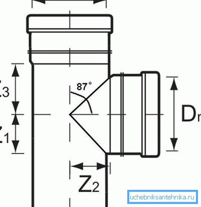 Schemat elementu łączącego z kranem 87 ° Schemat elementu łączącego z kranem 87 °