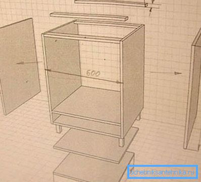 Krawężnik pod zlewem w kuchni własnymi rękami - rysunek schematyczny Krawężnik pod zlewem w kuchni własnymi rękami - rysunek schematyczny