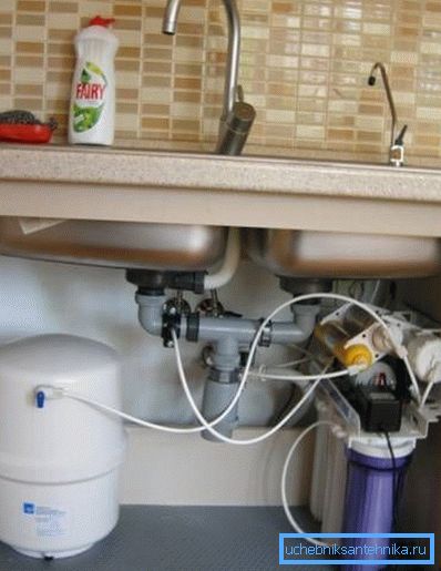 Instalacja o pojemności może być umieszczona na półce pod zlewem Instalacja o pojemności może być umieszczona na półce pod zlewem